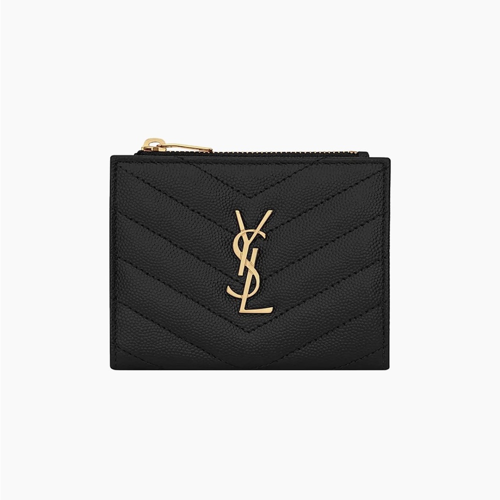 YSL Cassandre Matelasse Black Quilted Bi-Fold Wallet